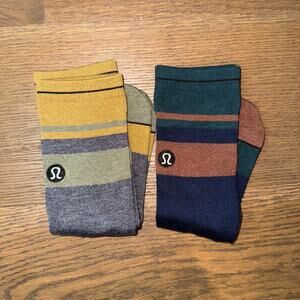 Lululemon Wool Blend Crew Socks Striped 2 Pairs Size Small NWOT